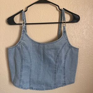 Japna Light Blue Denim Crop Top